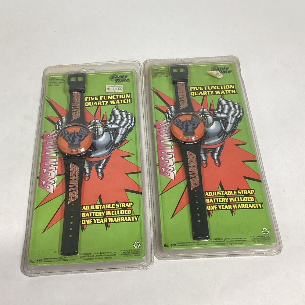 Set Of 2 Vintage 1994 Gordy Time Gigantor The Space Robot Digital Quartz - New